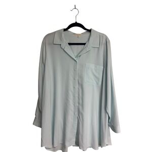 Side Stitch Light Blue Button up with Pocket, Women's PXL